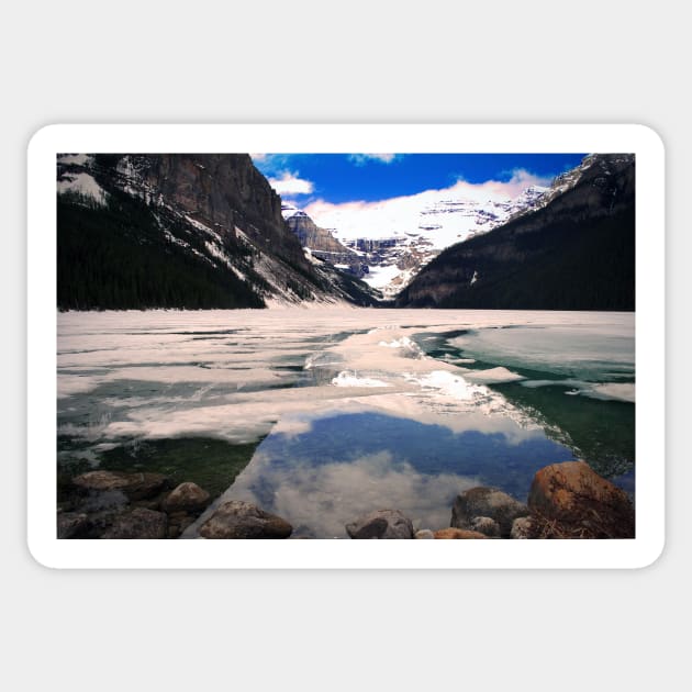 Lake Louise Victoria Glacier Alberta Canada Sticker by AndyEvansPhotos